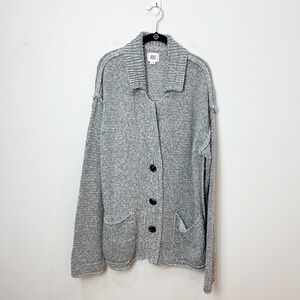 Urban Outfitters BDG Sweater Jacket Gray Marled Pointed Collare Front Pockets